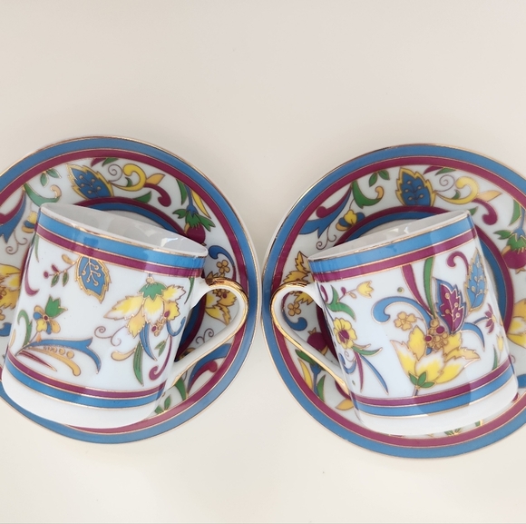 Adeline Porcelain Tea/Coffee Cup and Saucer Collectors Set of 2 - Picture 6 of 8